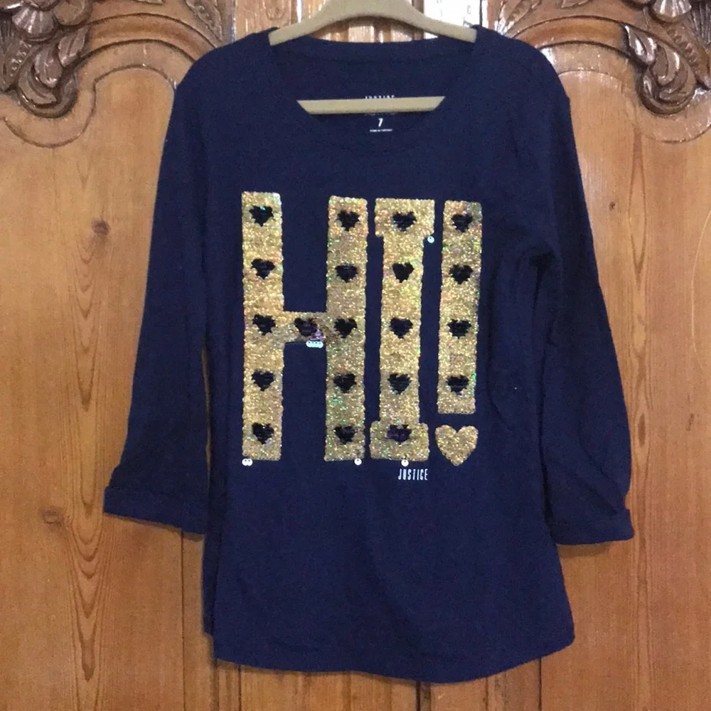 Justice Long Sleeved Navy with Reversing Sequins
